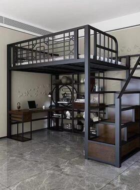 lot阁DSAf楼省空间床床复古中属国风复式床拼接金床铁艺高架阁楼