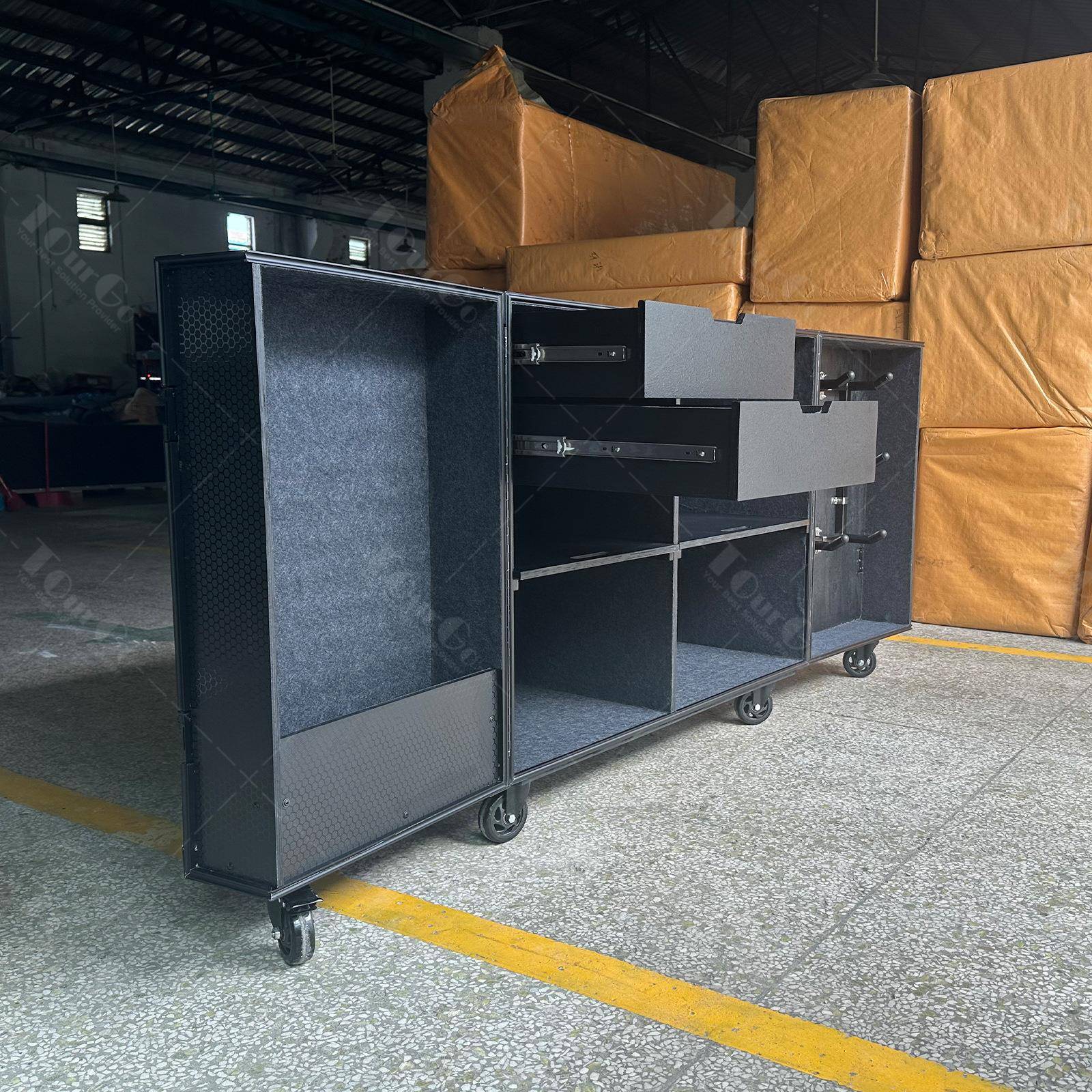 途全铝合金航空箱活TG-CDFC动隔板线缆挂钩抽屉黑收纳运格输带航