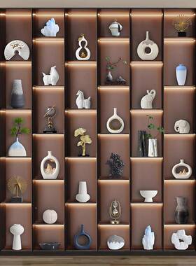 新中式摆件轻奢客厅酒。柜居饰电F77HM7TM视家品柜办公室软装工艺