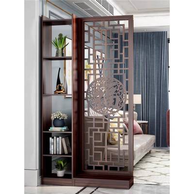 s进门客隔断柜屏风新中式镂酒红色入户空玄厅关柜置物c198架酒柜