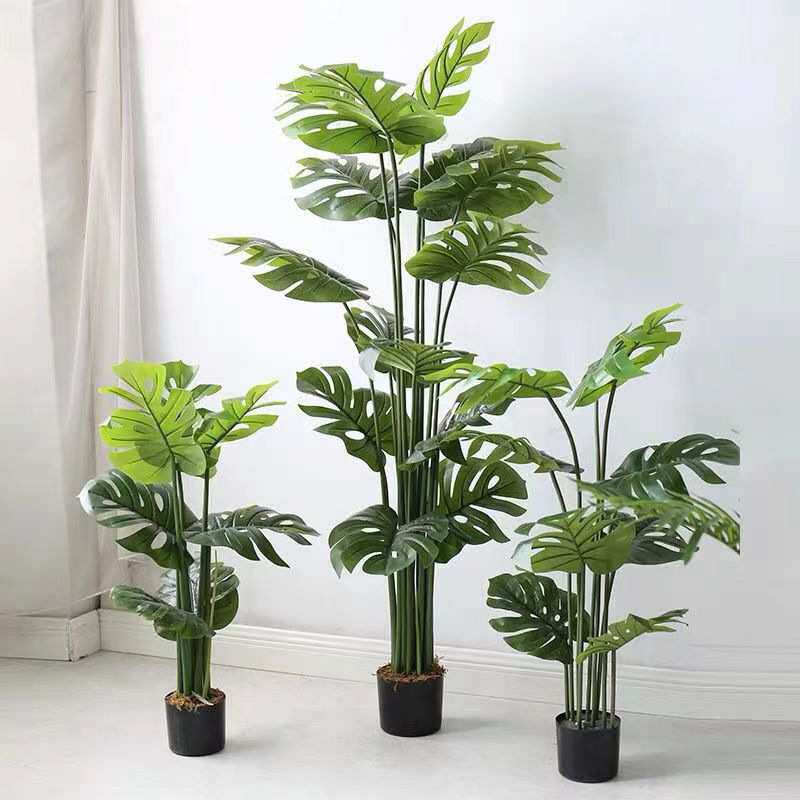 厂家直销人造仿真绿植盆栽喜林芋室内落地盆景摆放假树龟背叶仙芋