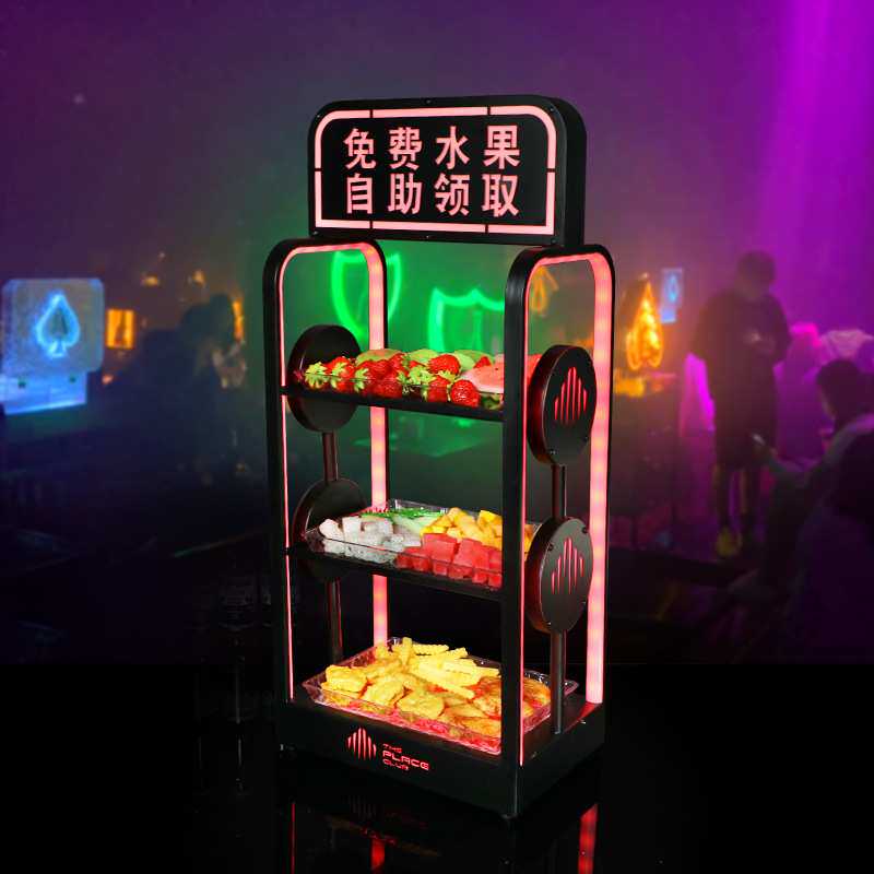 酒吧发光果盘架LED创意发光小吃碟铁艺KTV广告展示三层水果拼盘