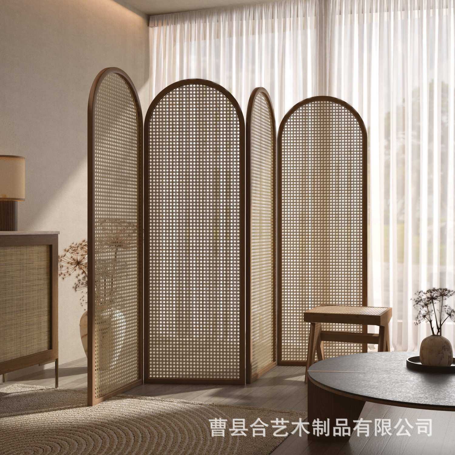 实木藤编折屏遮挡隔断名宿酒店办公室可折叠简约隔断,3C数码配件,摄像机配件,淘宝优惠券,粉丝福利购,淘宝优惠卷