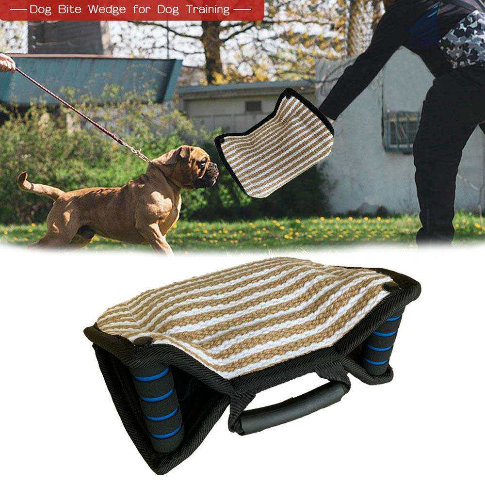 训犬粗麻咬枕扑咬枕带把手粗麻三角咬靶狗咬枕训狗用品