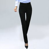 上班加绒西服裤 秋冬女士职业弹力直筒正装 大码 工作裤 裤 松紧腰工装