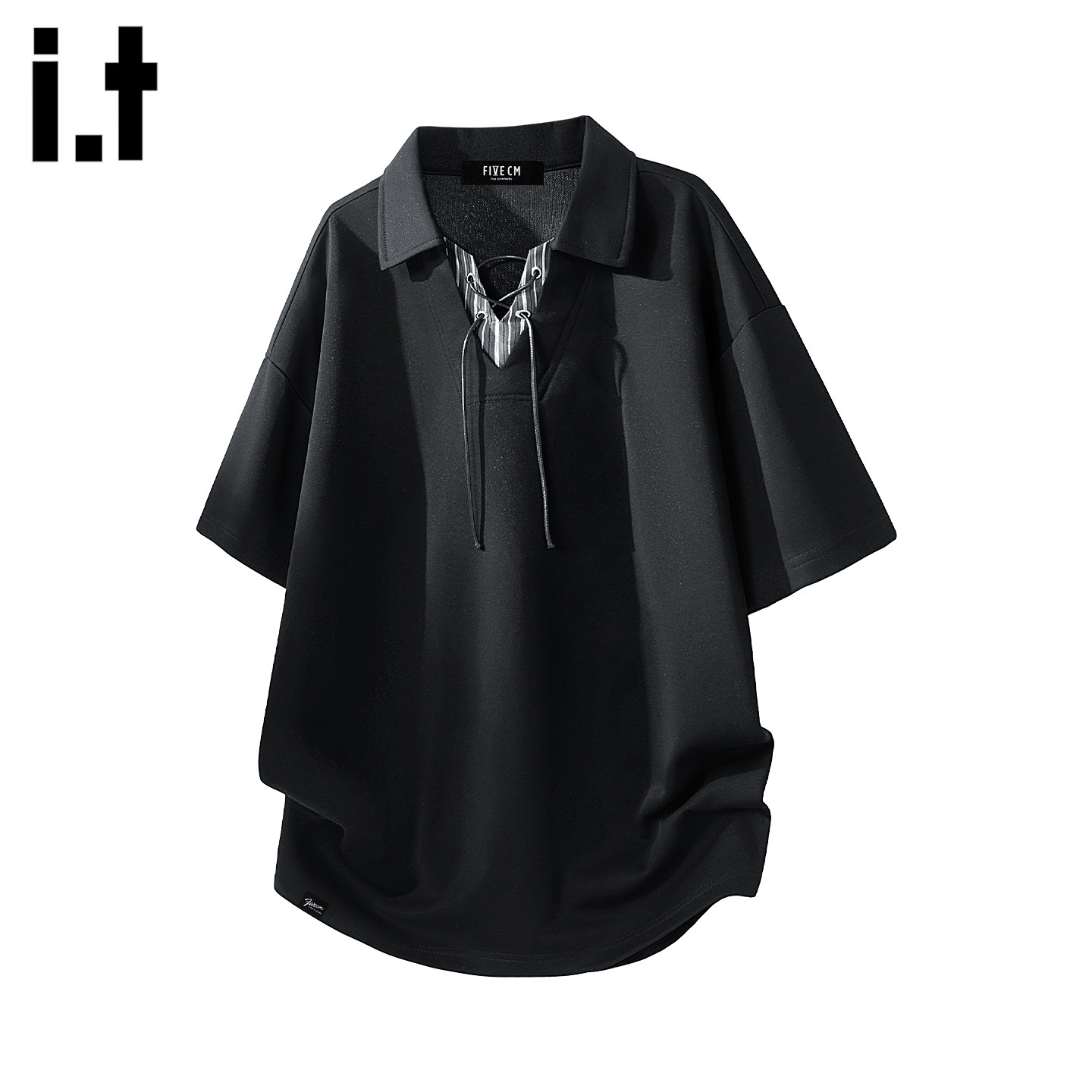 it FIVECM美式设计感短袖POLO衫t恤男2026夏季新款v领半袖体恤衫