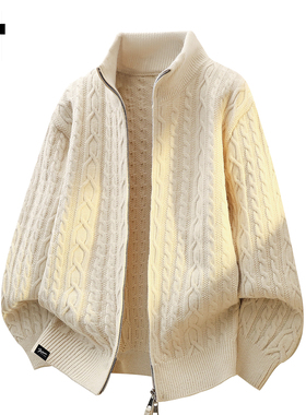 it :5cm/FIVECM帅气拉链开衫麻花毛衣男士2026春秋季宽松外套上衣