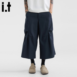 5cm 短裤 FIVECM高级感褶皱七分休闲裤 宽松百搭工装 潮 男女夏季