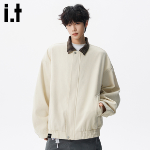 外套高级感休闲上衣 工装 it：fivecm千鸟格翻领纯棉夹克男春季 美式