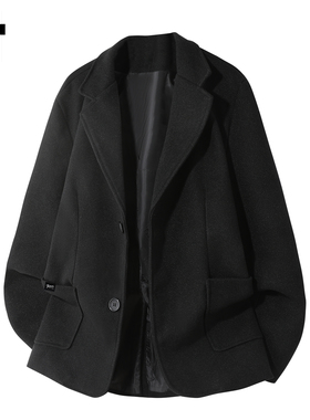 it :5cm/FIVECM黑色西装领毛呢大衣男士2026冬季宽松休闲呢子外套