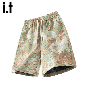 潮牌宽松阔腿休闲百搭五分裤 夏季 男士 it：fivecm花卉绣花运动短裤