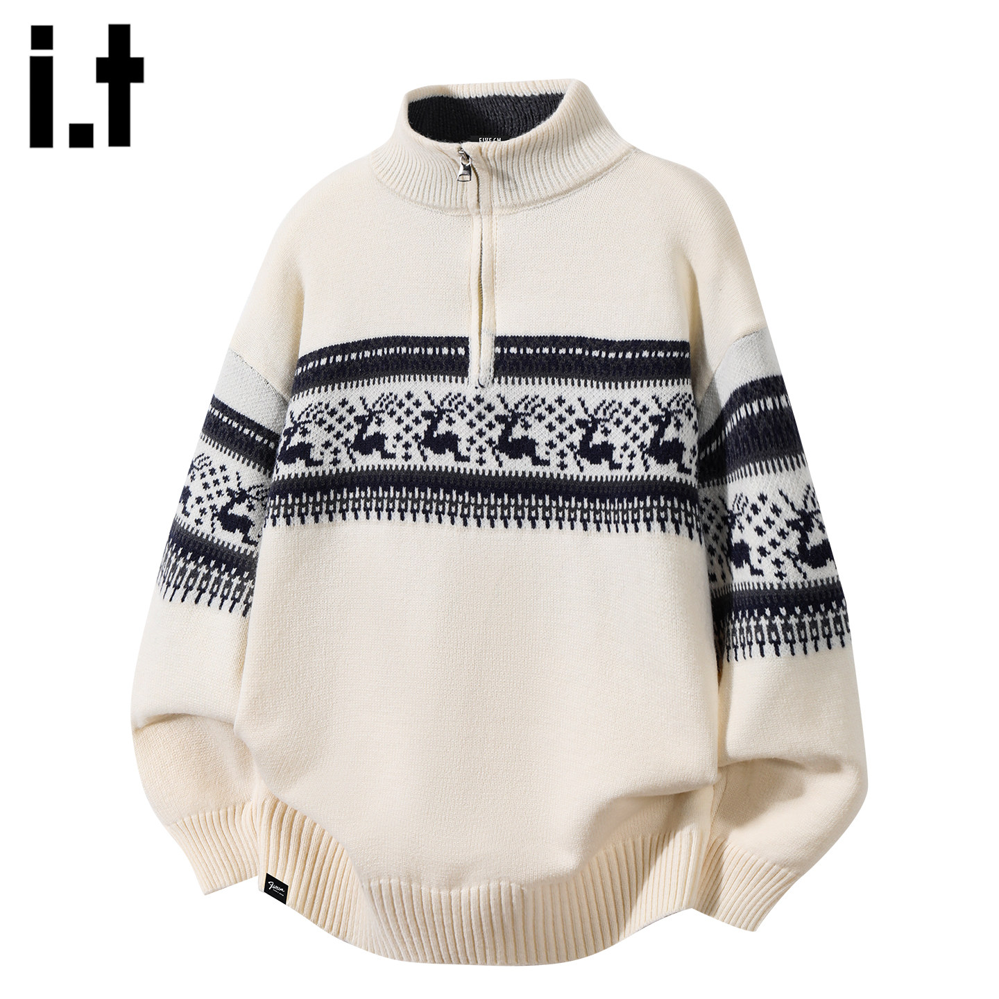 it：fivecm半高领拉链毛衣男秋冬