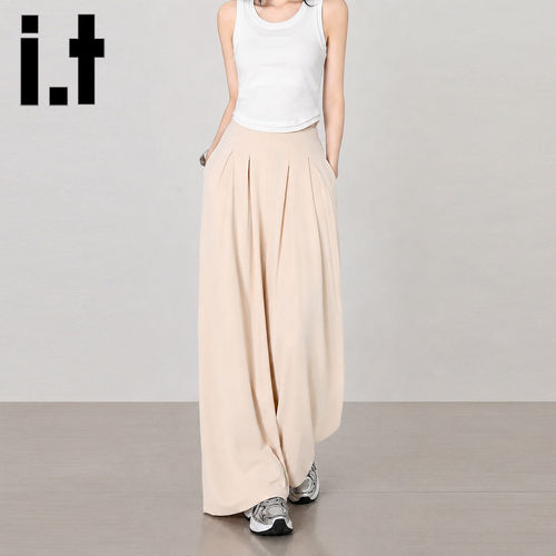 it夏季薄款高腰显瘦垂感阔腿裤女
