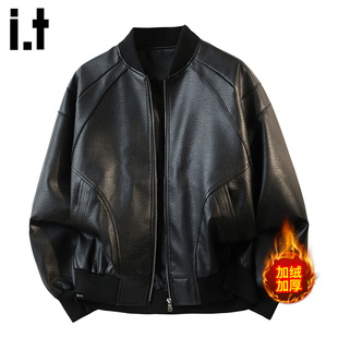 it :5cm/FIVECM加绒棒球服pu皮衣夹克外套男2026冬季防风机能外衣