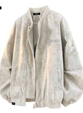 it :5cm/FIVECM痞帅麂皮皮衣夹克男士2025秋冬季防风机车飞行外套