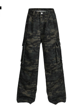 it：fivecm美式复古迷彩大口袋工装裤男潮牌高街宽松直筒休闲长裤