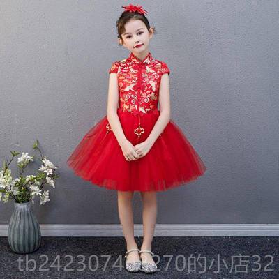 正品儿女童旗袍国潮端礼服童演出服走秀中式2022新中款潮服高国风