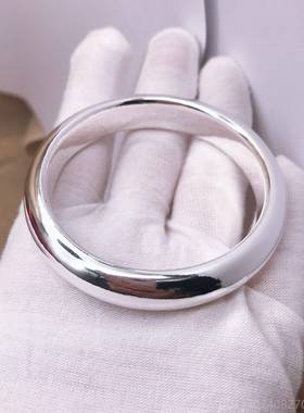 正品银999纯银手镯面手子工银光手镯泥鳅背款开 口或闭口银足镯定