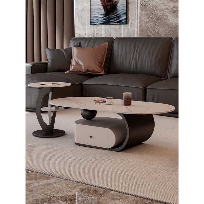 意式极简岩板茶几客厅家用小户型现代简约轻奢高级感椭圆形茶桌,3C数码配件,摄像机配件,淘宝优惠券,粉丝福利购,淘宝优惠卷