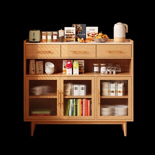 岩板超薄30公分极窄餐边柜20cm厨房实木墙边置物带门茶水柜储物柜