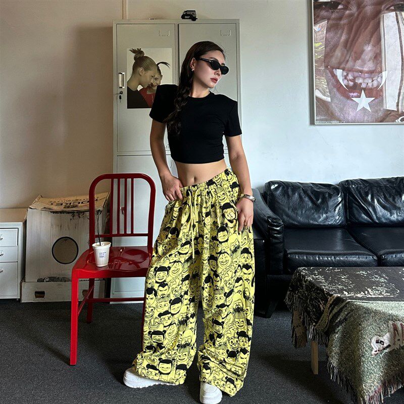 哪吒裤纯棉卫裤女休闲裤宽松显瘦阔腿裤街舞哈伦裤束脚长裤春夏潮