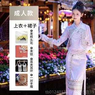 高档饰傣族亲子服装女童少数民族风服儿童双版纳旅拍写真舞演蹈西