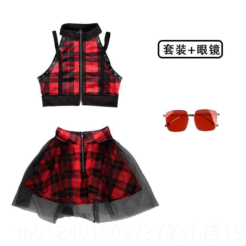 高档儿士童嘻哈演出服套装女童版体团表演服潮韩服幼儿爵舞街舞潮