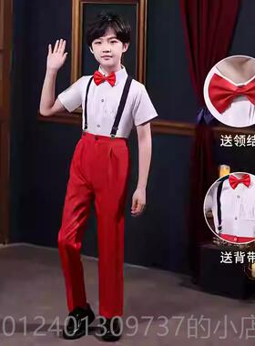 高档歌儿童大合唱演表出服中小学生红色诗朗诵演服男女童歌主红持
