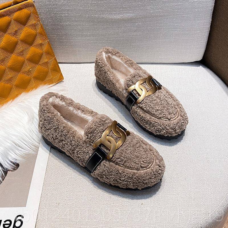 高档软底毛毛鞋女新冬季外穿2024款人绒懒豆豆鞋厚底棉鞋大加码41