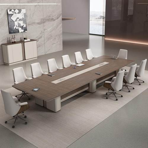 办公室会议桌椅组合简约现代大型会客洽谈长方形条桌子职员工作台