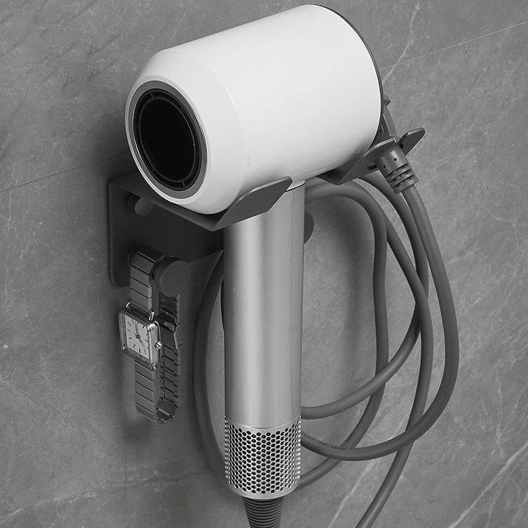 枪灰色吹风机置物架304不锈钢免打孔卫生间电吹风挂架浴室壁挂式
