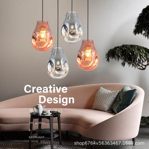 北欧设计师新款餐厅吊灯酒店前台现代简约个性楼梯咖啡玻璃灯具