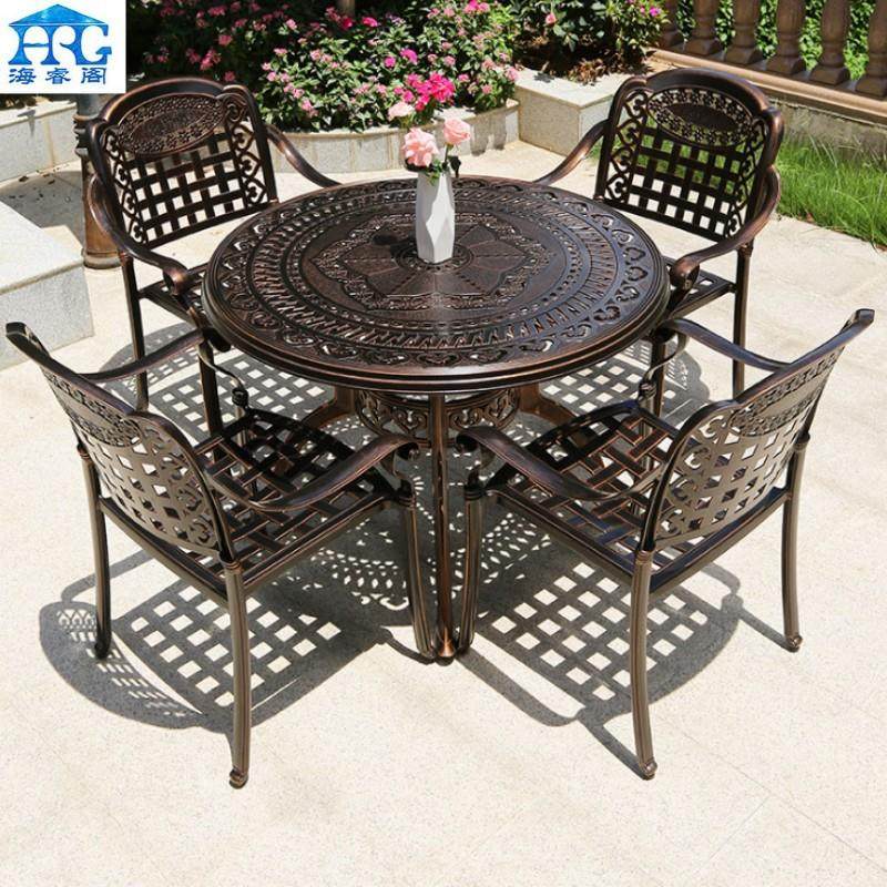户外铸铝桌椅三五件套室外休闲露天阳台花园庭院防水铁艺桌椅组合
