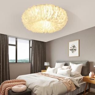 北欧羽毛吊灯简约个性 卧室灯 公主皇冠客厅儿童房店铺浪漫少女风格