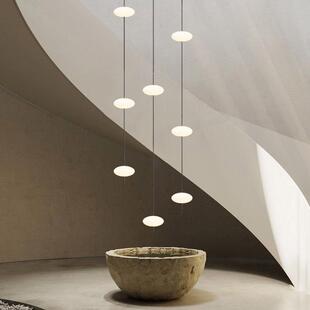 现代简约卧室床头吧台吊灯设计师别墅复式 楼loft旋转楼梯间长线灯