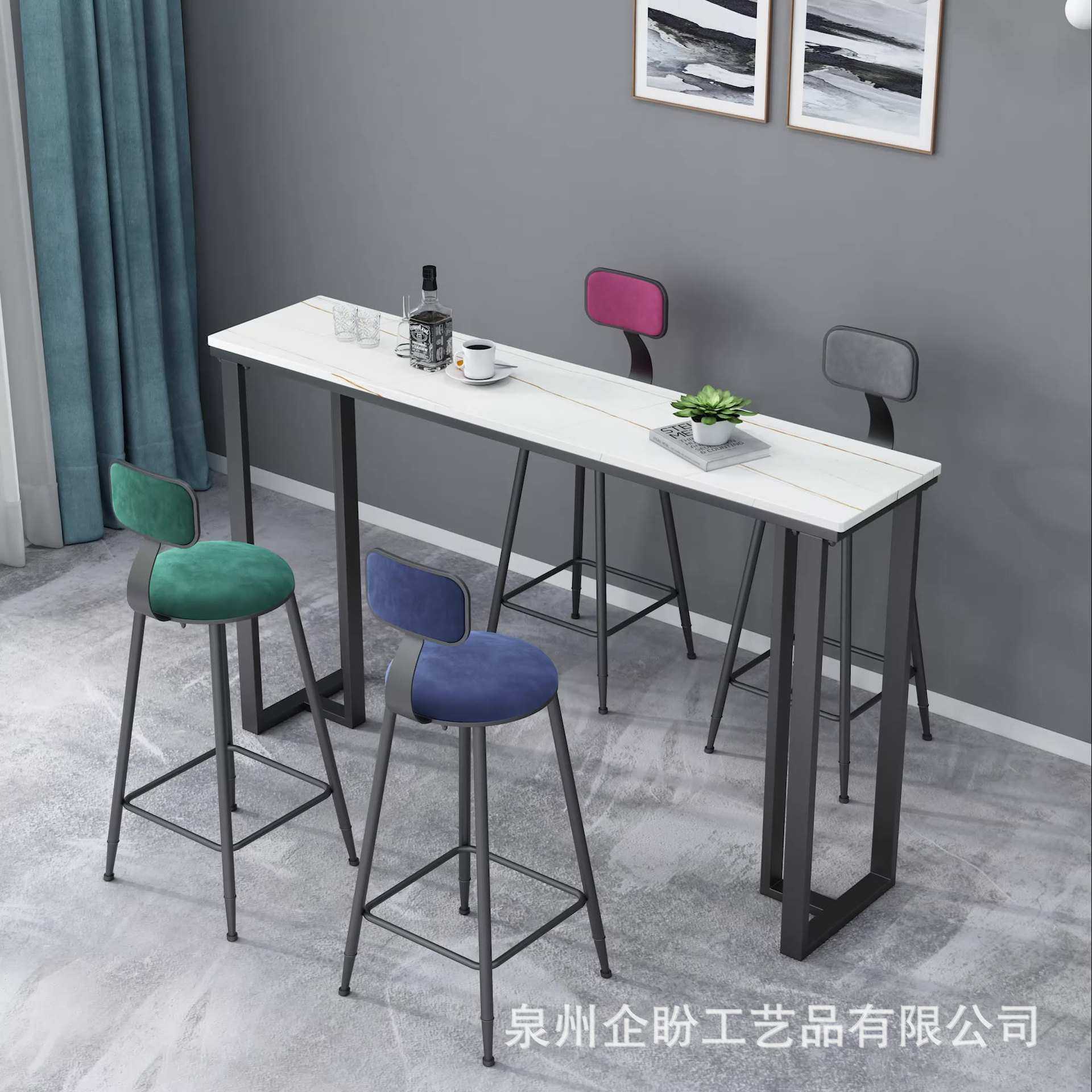 北欧岩板吧台家用客厅靠墙玄关长条高脚餐桌阳台休闲洽谈桌椅组合,3C数码配件,摄像机配件,淘宝优惠券,粉丝福利购,淘宝优惠卷