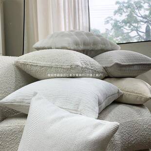奶油风白色抱枕靠垫棉套沙发椅子床头车上靠YUEJURZ6家雪枕尼尔麻