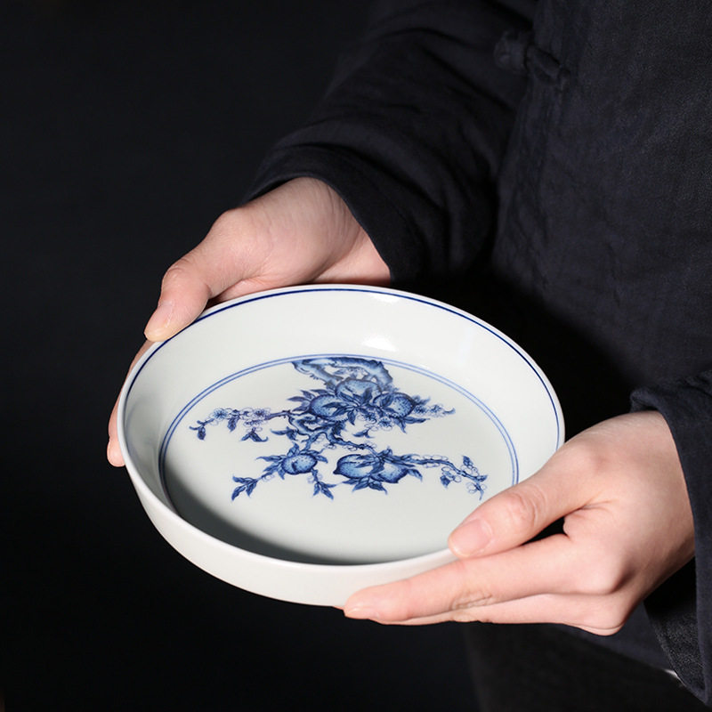 仿古青花壶承陶瓷干泡茶台 中式托盘养壶垫子家用茶具零配件