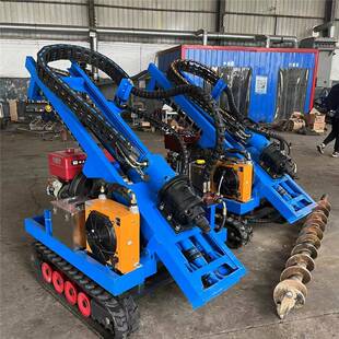 小型光履带伏阳打桩机748进庭院拧地钉太能地钻螺旋钻机打石头地