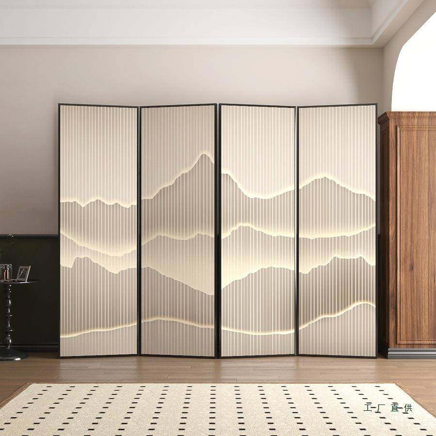 铝合金店屏风985隔断客轻奢厅简现代中式折叠移动山约水酒办公室