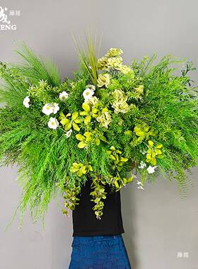 造景花艺森系场t$*&fgj#景路引绿花植道具装饰婚礼布假置花婚地庆