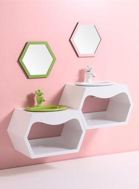 少儿卫生间吊柜幼儿园儿40136浴室组合卡通童柜挂墙小朋手友洗台