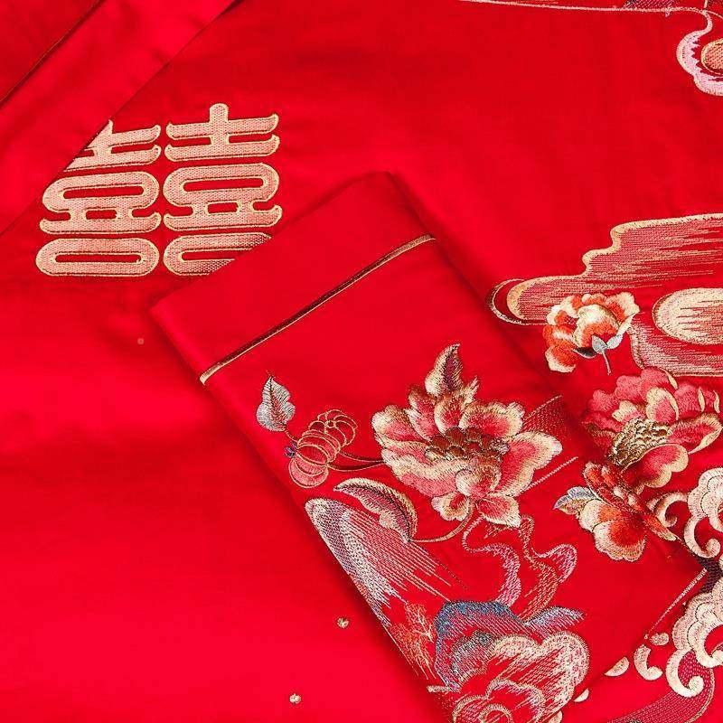 明超家纺结TJ1161HC棉婚绒100支长婚庆全棉四件套新婚红色嫁婚房,床上用品,婚庆床品套件,淘宝优惠券,粉丝福利购,淘宝优惠卷