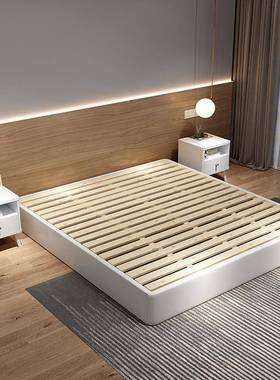 老榆全实木榻榻米简易地台地床宿简约双人床民酒店落木无GTU床头