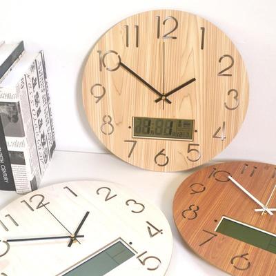 纤VDJ维挂木钟客厅代简约大气14寸35cm家现用钟历表静音万年时钟