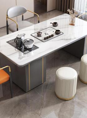 现代简约岩板茶茶小桌椅组合奢阳台轻办公室几AQL石板茶台烧水壶