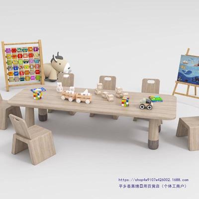 AWM园样阅品屋展示部儿童区桌椅组合书幼儿学习读绘画画店桌图