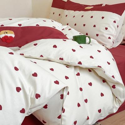 全卡通刺棉绣时KBL尚拼接被套亲生肤纯棉学三宿舍单人床品四件套