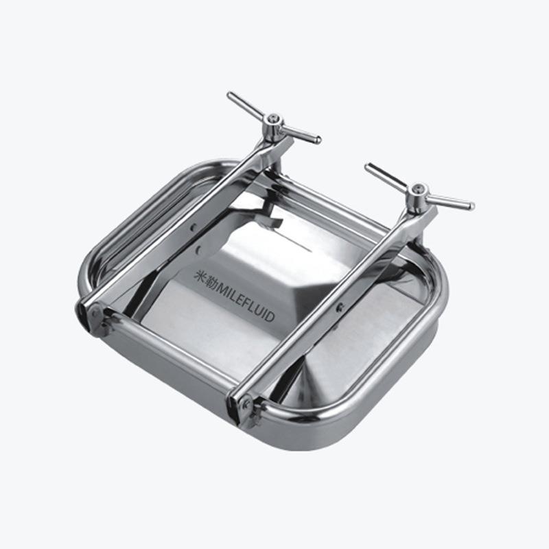 不304卫生人级锈钢方型人孔双锁人孔生YAD级管件水平卫吊盖压力孔