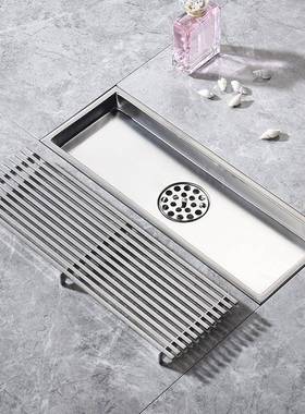 黑DE300110色长形地漏防臭304不锈方卫生淋钢浴房阳间台侧排条形